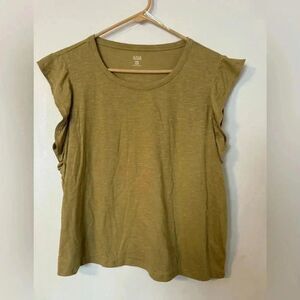 New A.N.A Flutter Sleeve Top | Color Khaki Olive | Petite XXL